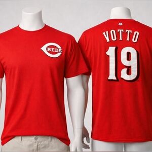 Majestic Cincinnati Reds Joey Votto #19 Short Sleeve Tee with Left Chest Logo